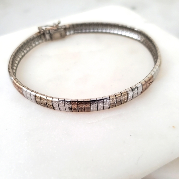 925 Sterling Silver Jewelry - 925 Sterling Silver Tri Color Bracelet